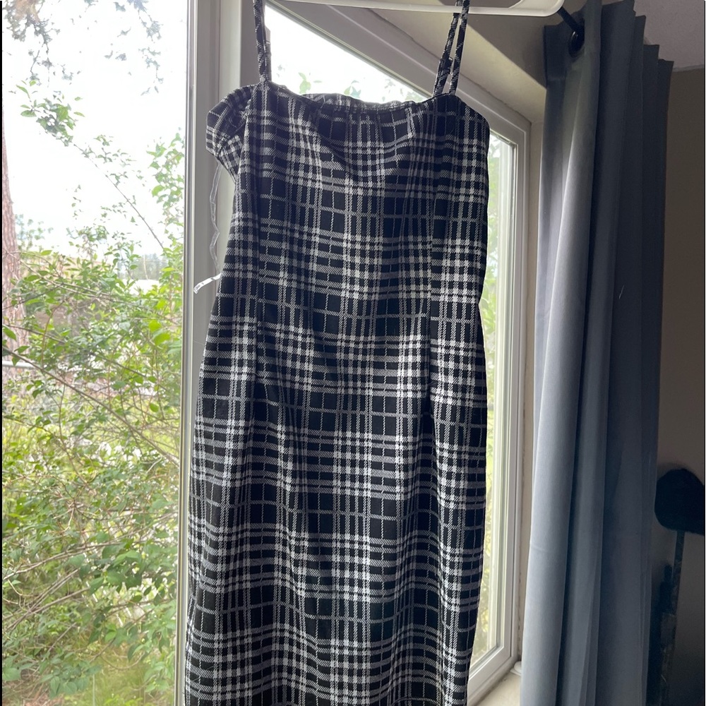 Plaid fitted mini dress